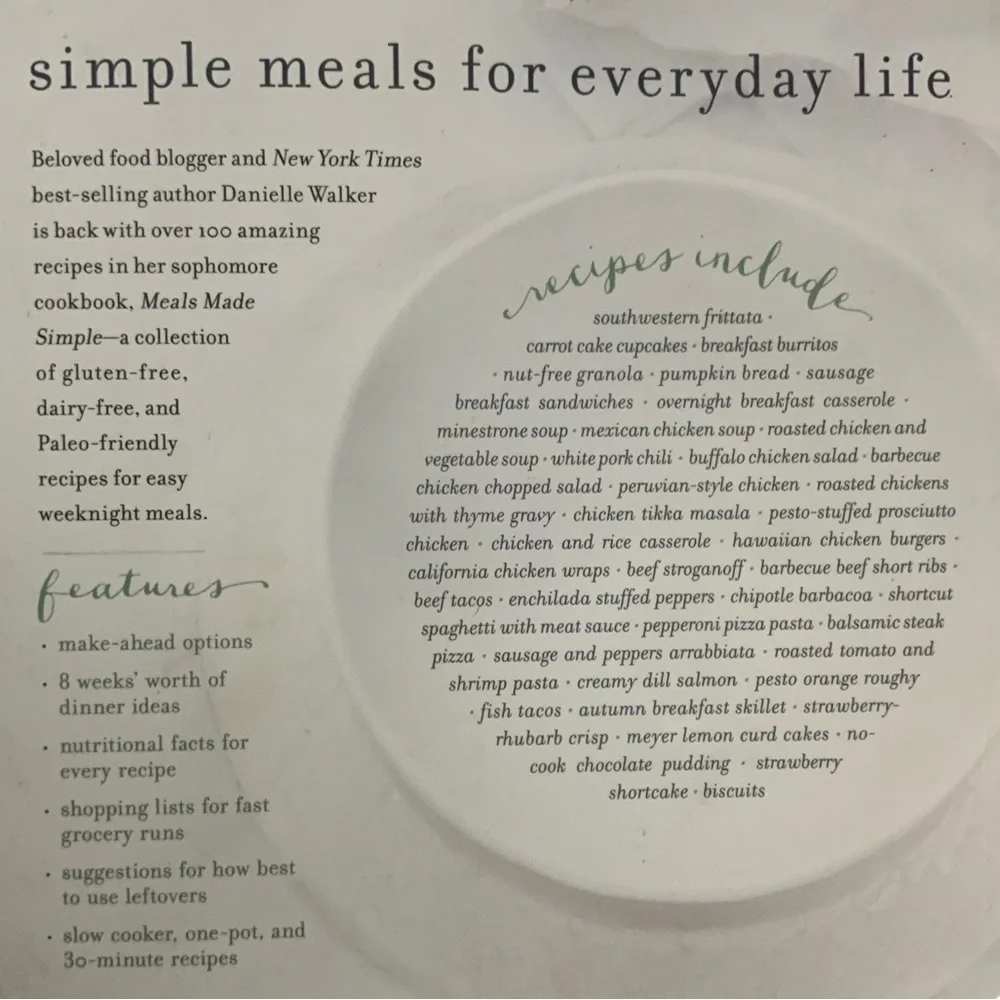 Danielle Walker's Against All Grain Cookbook Gluten Dairy Free Paelo Easy Meals